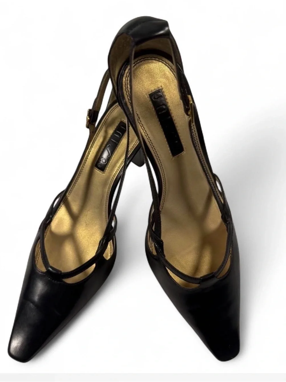 Unisa Black Cutout Slingback Pointed Heels size: US 8